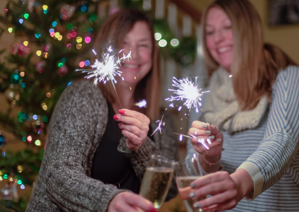 Sparklers and champagne to celebrate the holidays